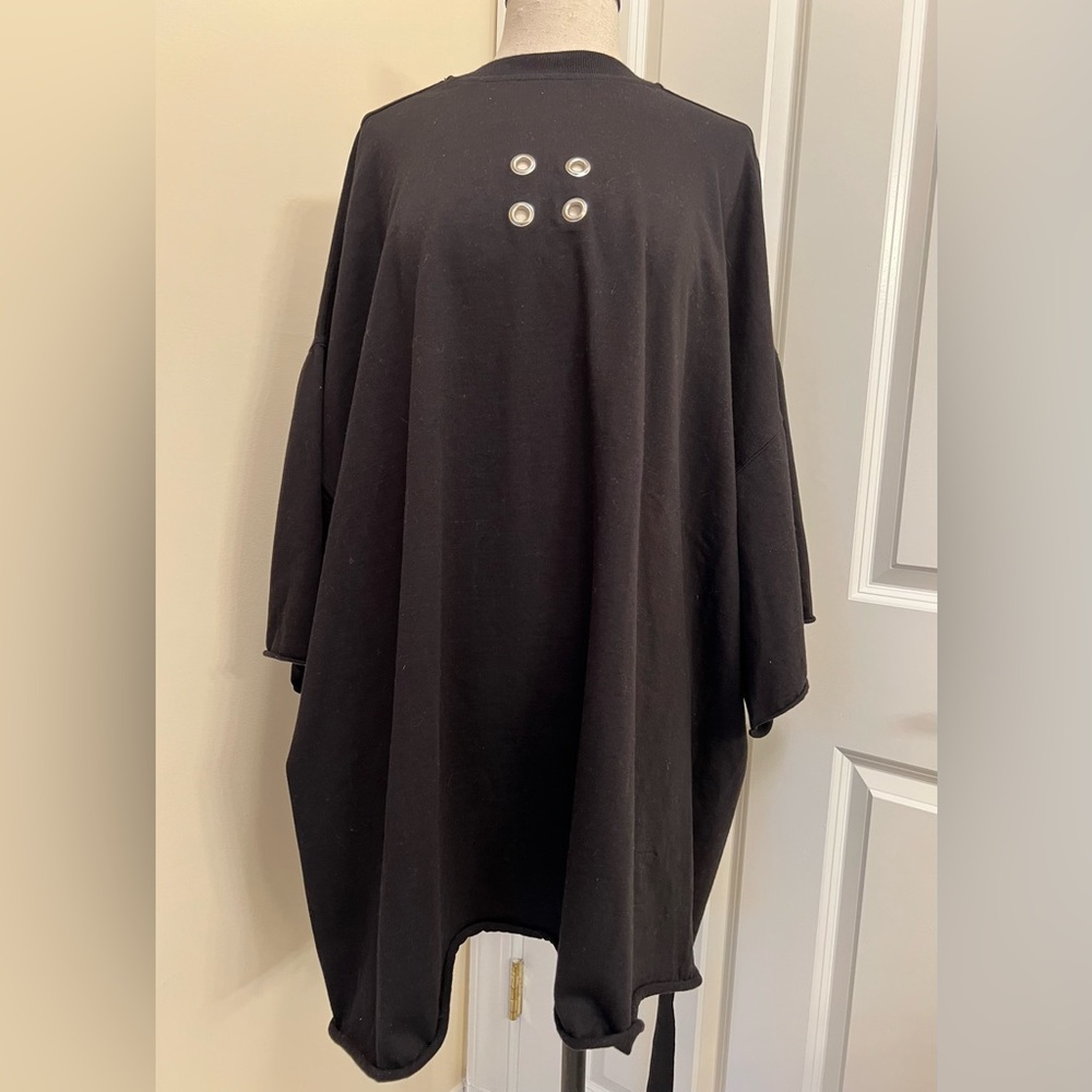 Oversized Black Tunic with Decorative Grommet Accents